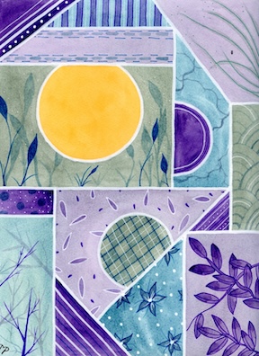 "Harvest Moon" 9 x 12 inch Watercolor and Ink on Paper by Dawn Marie Paul at DMPaul.com