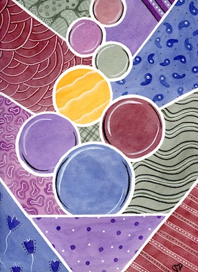 "Jazz Bubbles" 9 x 12 inch Watercolor and Ink on Paper by Dawn Marie Paul at DMPaul.com