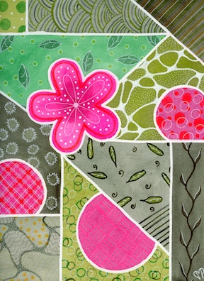 "Luminous Vinca" 9 x 12 inch Watercolor and Ink on Paper by Dawn Marie Paul at DMPaul.com