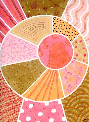 "Neapolitan and Sherbet" 9 x 12 inch Watercolor and Ink on Paper by Dawn Marie Paul at DMPaul.com