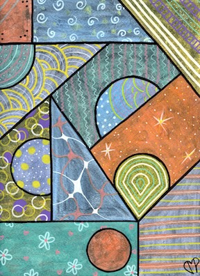 "Spatial Connections" 9 x 12 inch Watercolor and Ink on Paper by Dawn Marie Paul at DMPaul.com
