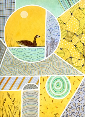 "Sunset Goose" 9 x 12 inch Watercolor and Ink on Paper by Dawn Marie Paul at DMPaul.com