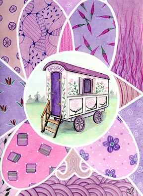 "Traveller" 9 x 12 inch Watercolor and Ink on Paper by Dawn Marie Paul at DMPaul.com