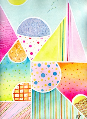 "Snowcone Sunday" 9 x 12 inch Watercolor and Ink on Paper by Dawn Marie Paul at DMPaul.com