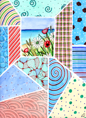 "Blooming' Beach" 9 x 12 inch Watercolor and Ink on Paper by Dawn Marie Paul at DMPaul.com