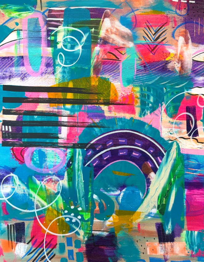 "Hit by a Bus" 24x30 inch Acrylic Painting by Dawn Marie Paul